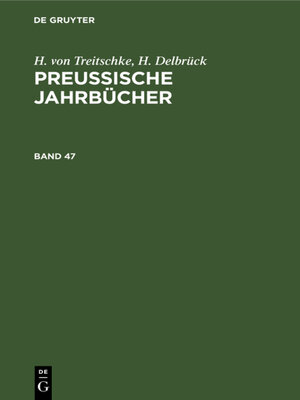 cover image of Preußische Jahrbücher, Band 47